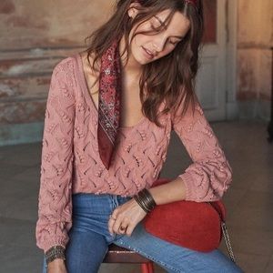 Sezane Yvette Sweater Dusty Rose Blush Pink XS
